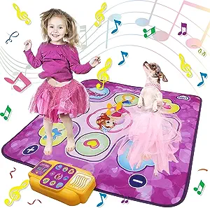 Dance Mat, Electronic Musical Play Mats Pink Dance Pad with LED